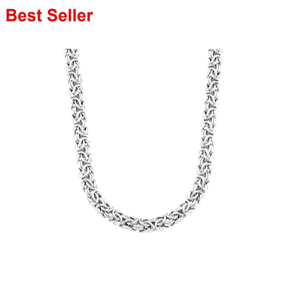 925 Sterling Silver Byzantine Necklace Handmade in Italy